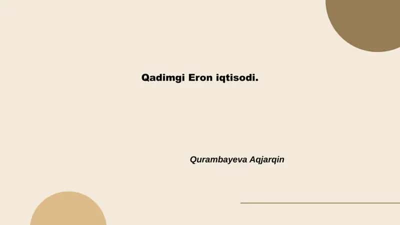 Qadimgi Eron iqtisodi