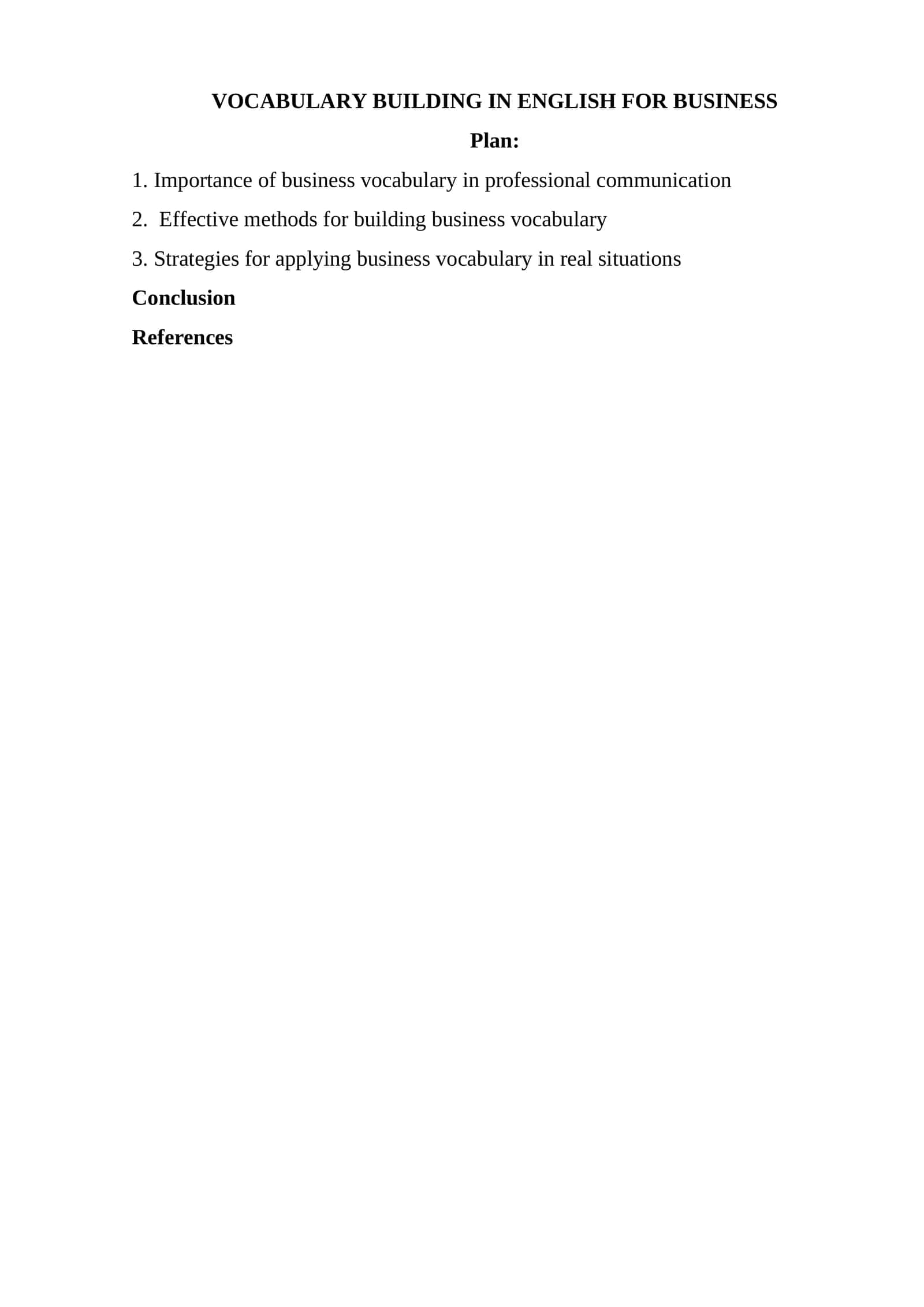 VOCABULARY BUILDING IN ENGLISH FOR BUSINESS
