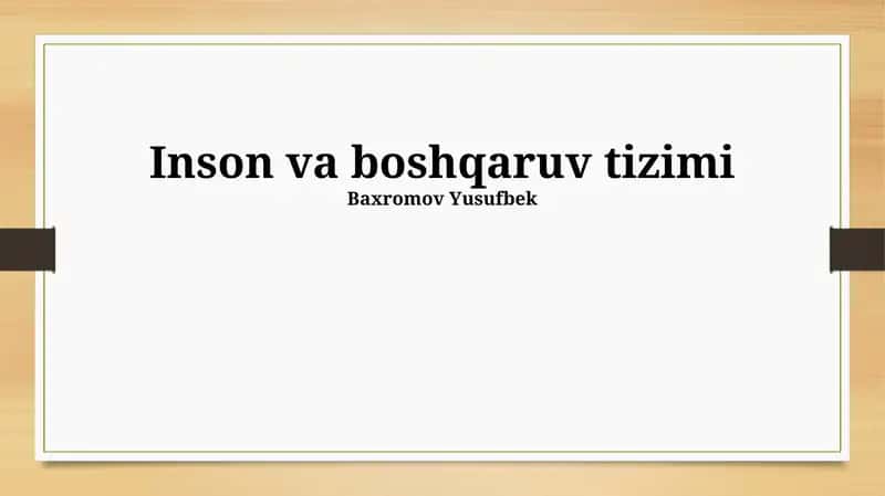 Inson va boshqaruv tizimi