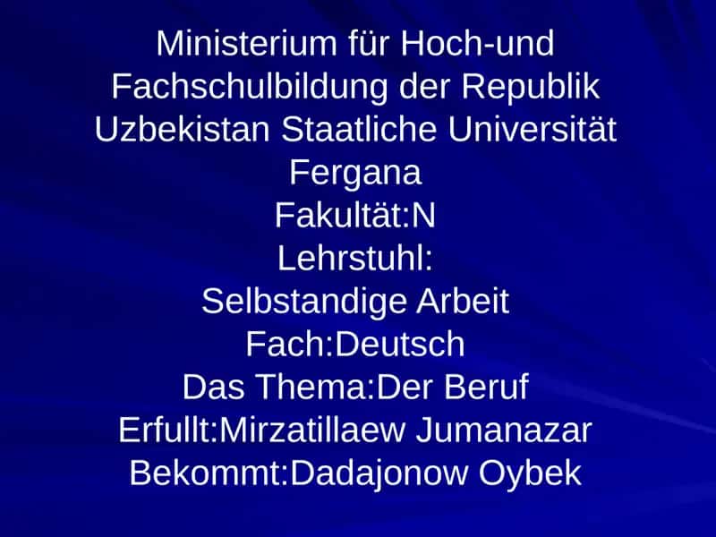 Der Beruf