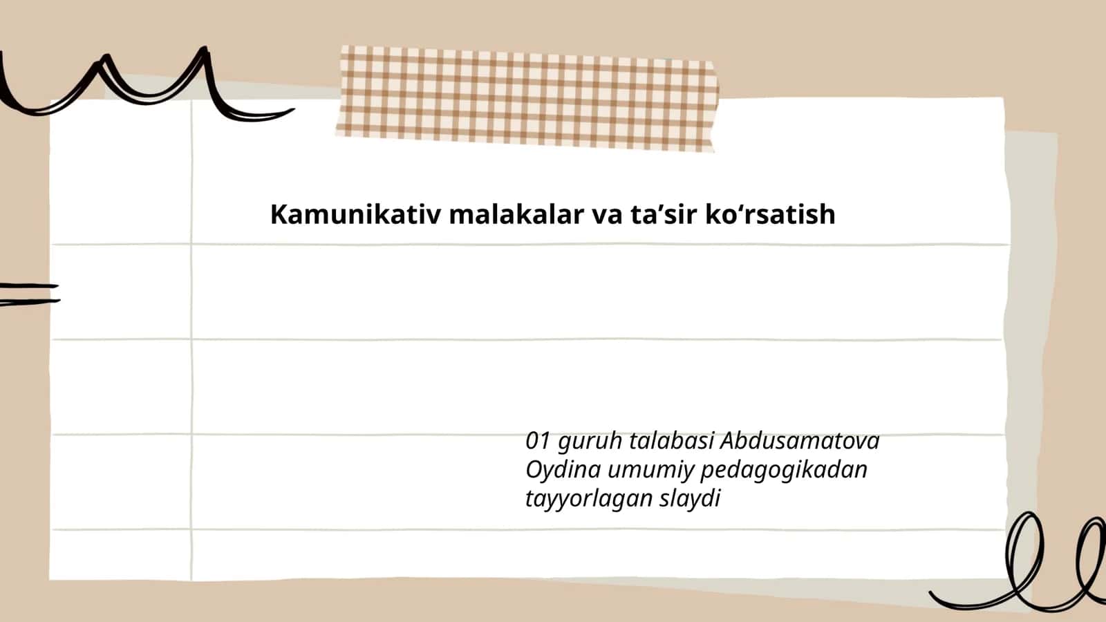 Kamunikativ malakalar va ta'sir ko'rsatish
