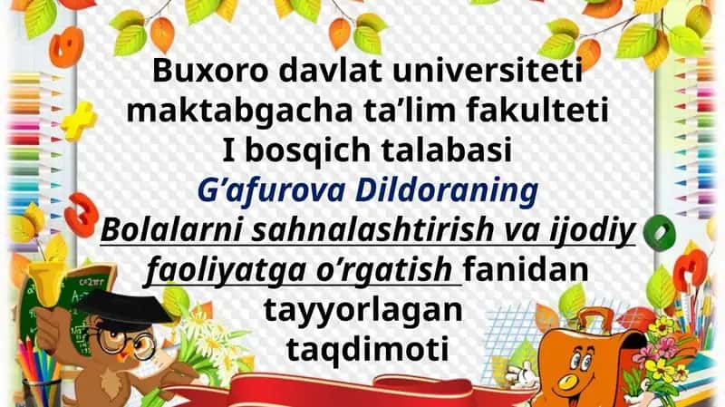 Maktabgacha ta'lim tashkilotida sahnalashtirish faoliyati