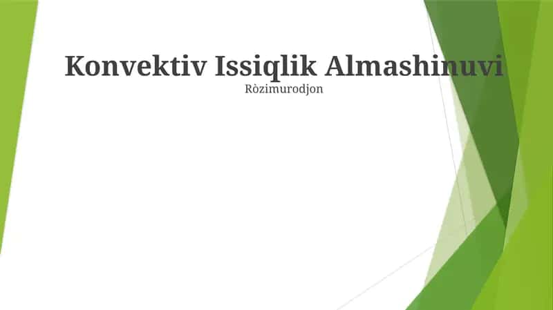 Konvektiv Issiqlik Almashinuvi