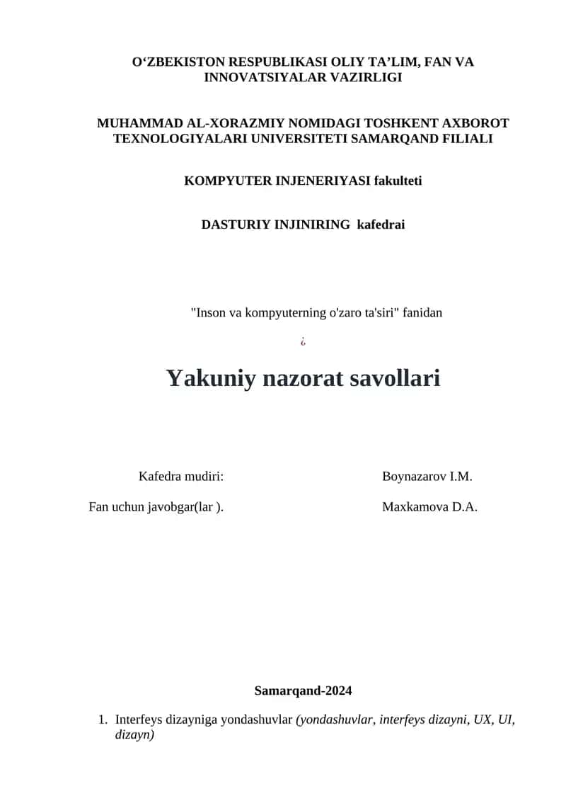 Inson va kompyuterning o'zaro ta'siri