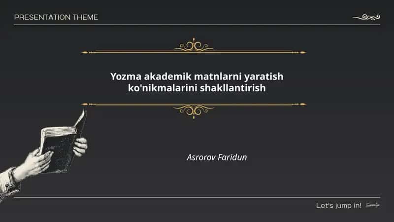 Yozma akademik matnlarni yaratish ko'nikmalarini shakllantirish