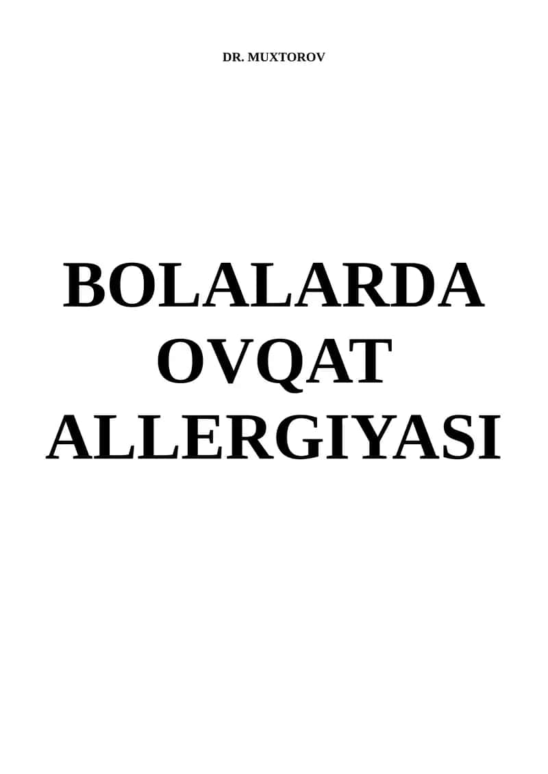 BOLALARDA OVQAT ALLERGIYASI