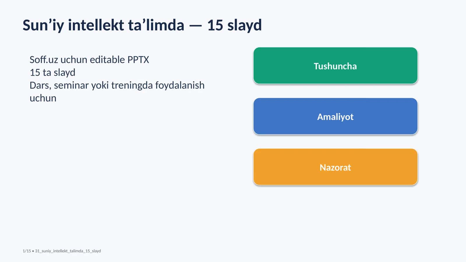 Sun’iy intellekt ta’limda — 15 slayd