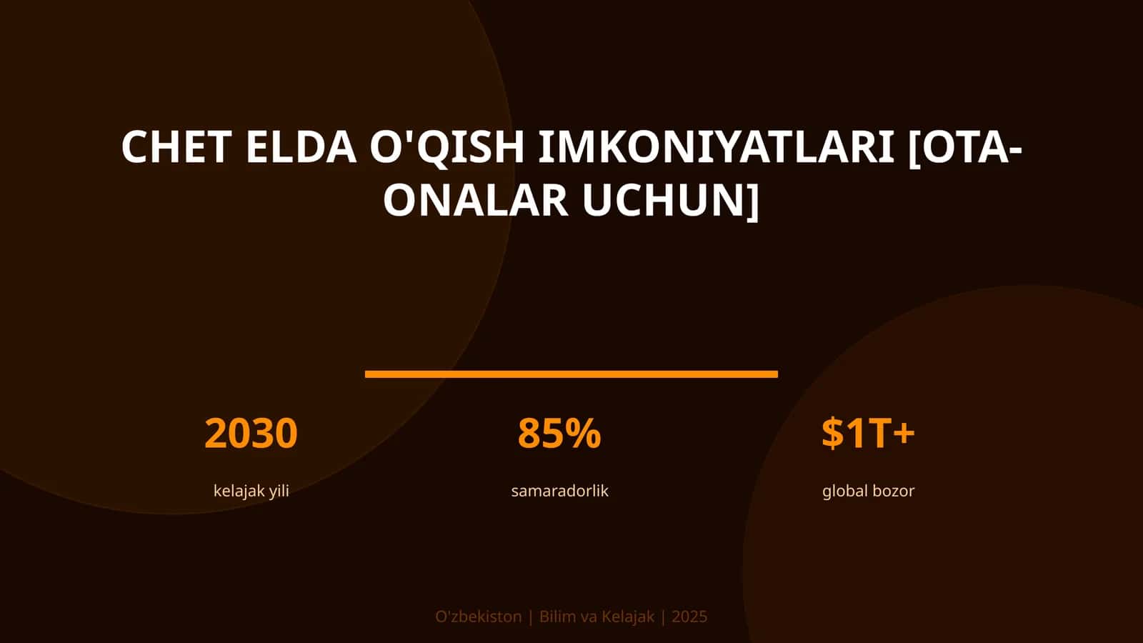 CHET ELDA O'QISH IMKONIYATLARI [OTA-ONALAR UCHUN]