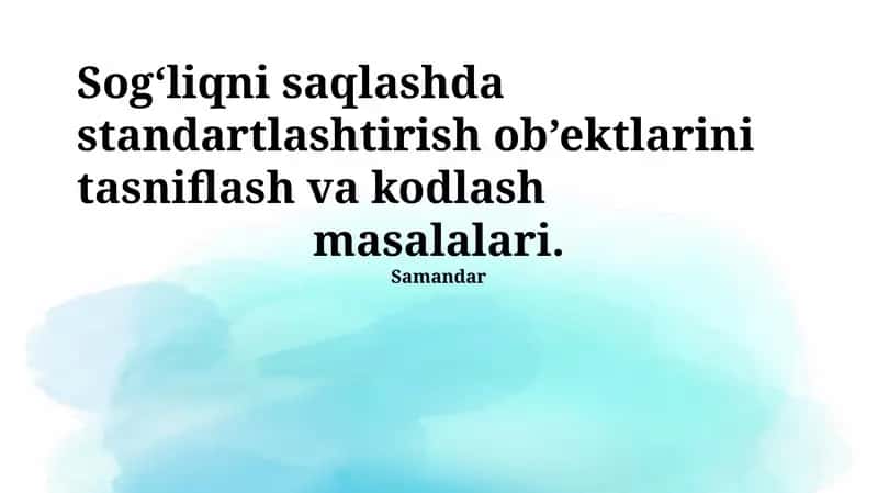 Standartlashtirilgan Obʼektlarning Tasnifi