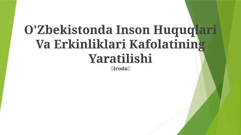 O'Zbekistonda Inson Huquqlari Va Erkinliklari Kafolatining Yaratilishi