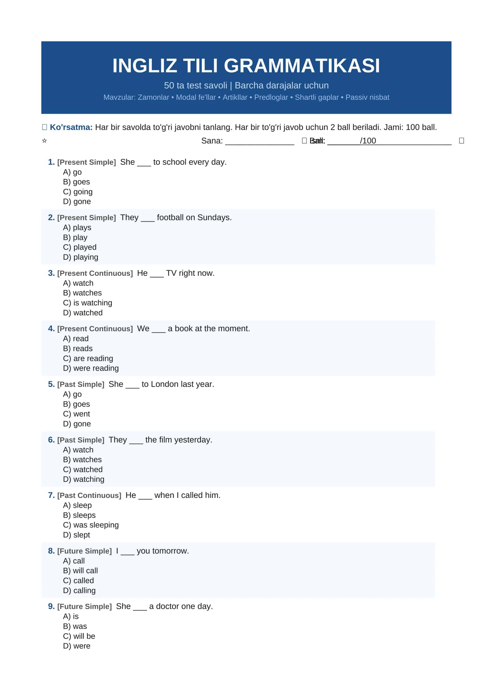 INGLIZ TILI GRAMMATIKASI