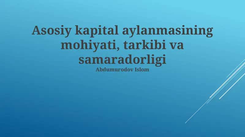 Asosiy Kapital Aylanmasi