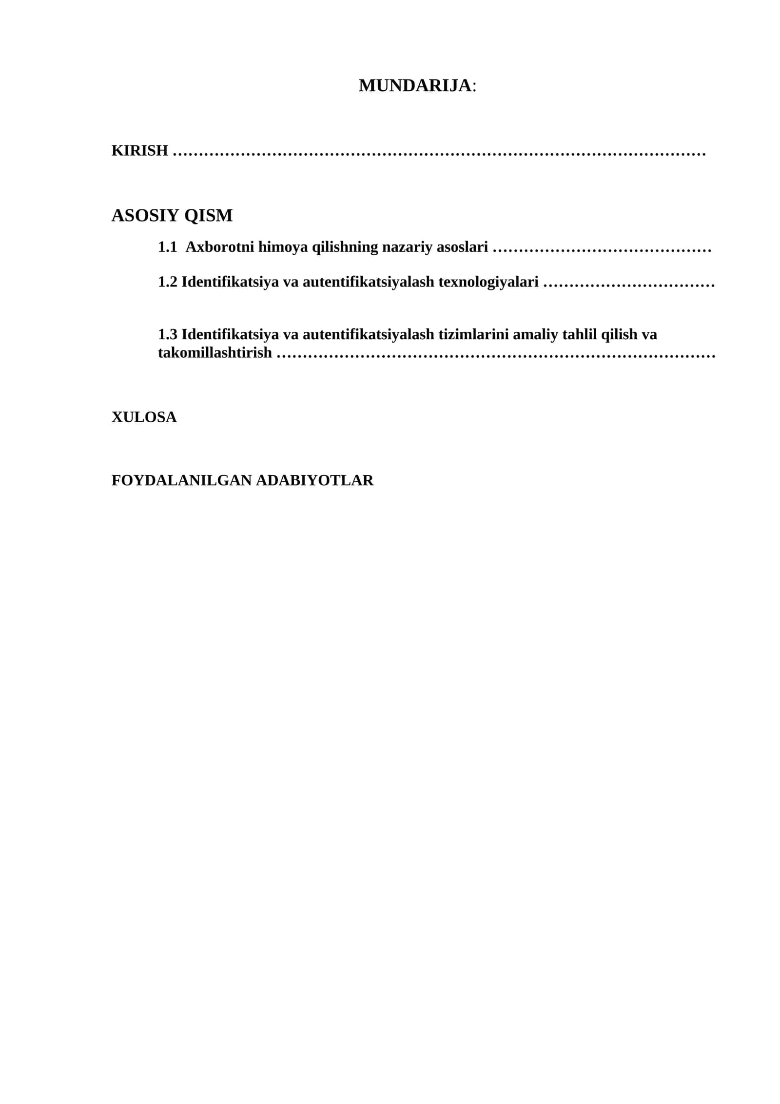 Identifikatsiya va autentifikatsiyalash
