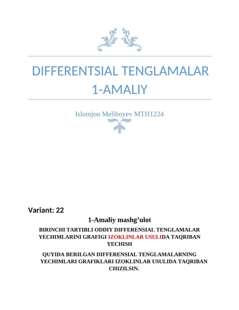 DIFFERENTIAL EQUATIONS