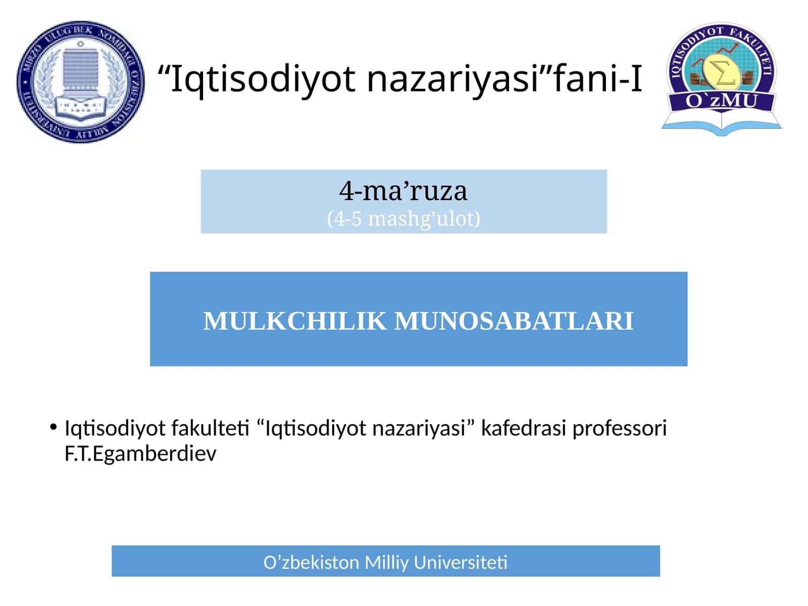 "Iqtisodiyot nazariyasi" fani-I