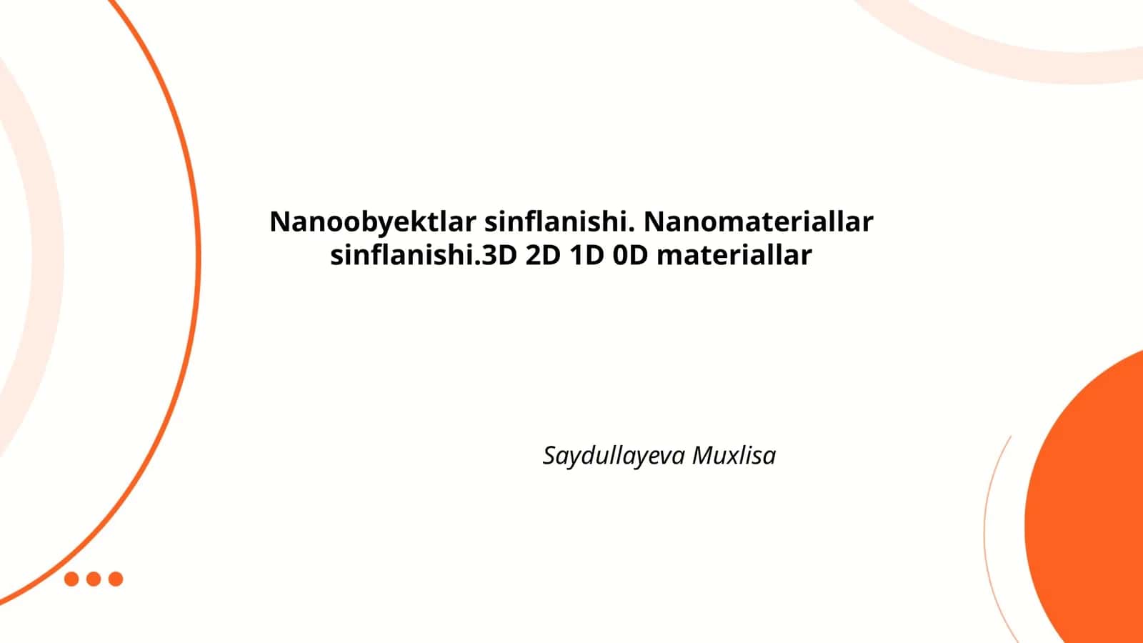 Nanoobyektlar sinflanishi