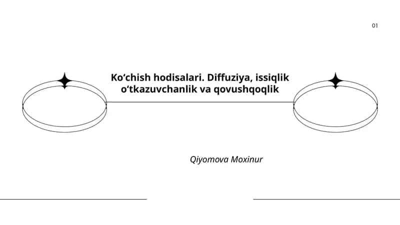 Koʻchish hodisalari. Diffuziya, issiqlik oʻtkazuvchanlik va qovushqoqlik