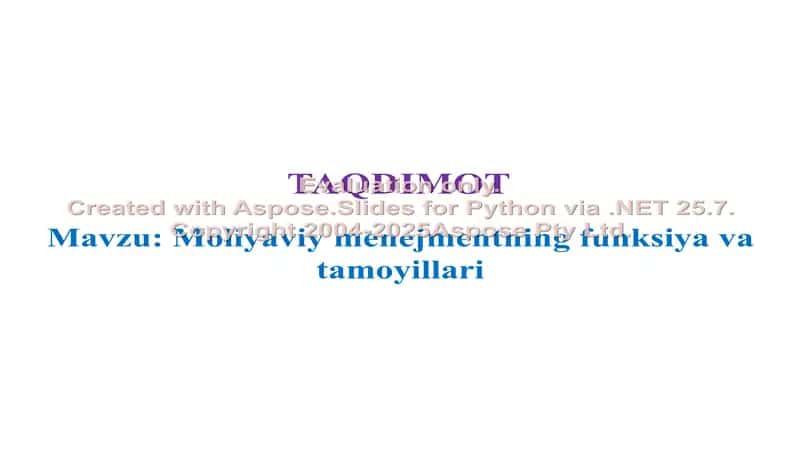 Moliyaviy menejmentning funksiya va tamoyillari