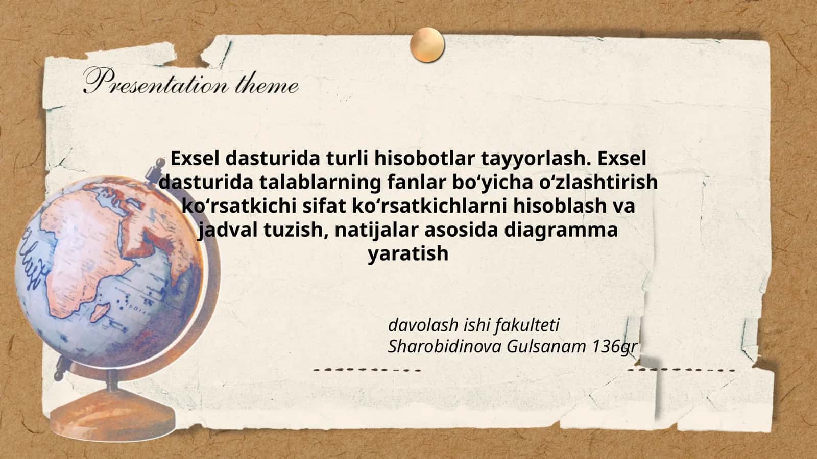 Exsel dasturida turli hisobotlar tayyorlash