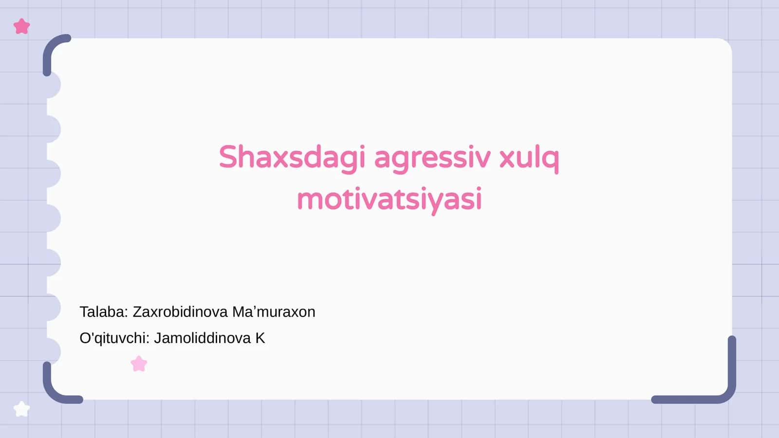 Shaxsdagi agressiv xulq motivatsiyasi