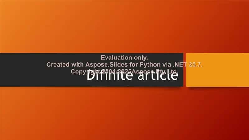 Difinite article
