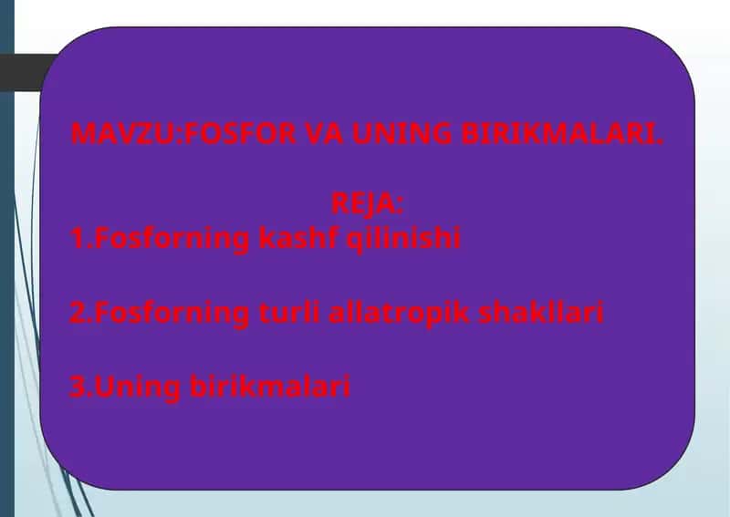 FOSFOR VA UNING BIRIKMALARI