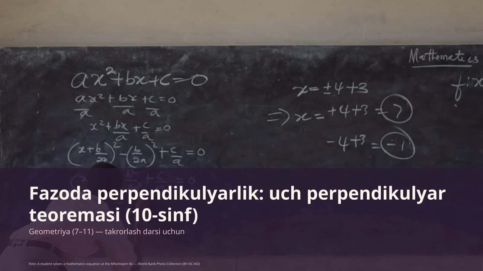 Fazoda perpendikulyarlik: uch perpendikulyar teoremasi (10-sinf)