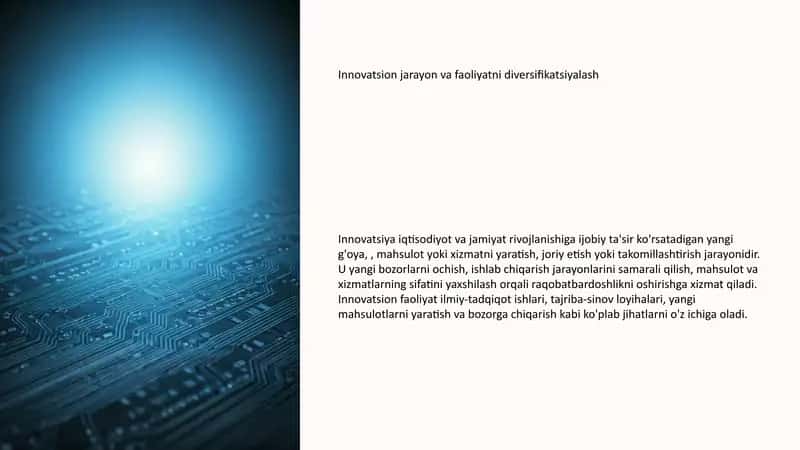Innovatsion jarayon va faoliyatni diversifikatsiyalash