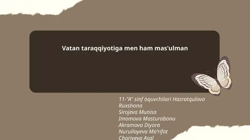 11-"A" sinf òquvchilari Hazratqulova Ruxshona, Sirojeva Munisa, Imomova Masturabonu, Akramova Diyora, Nurullayeva Ma'rifat, Choriyeva Asal