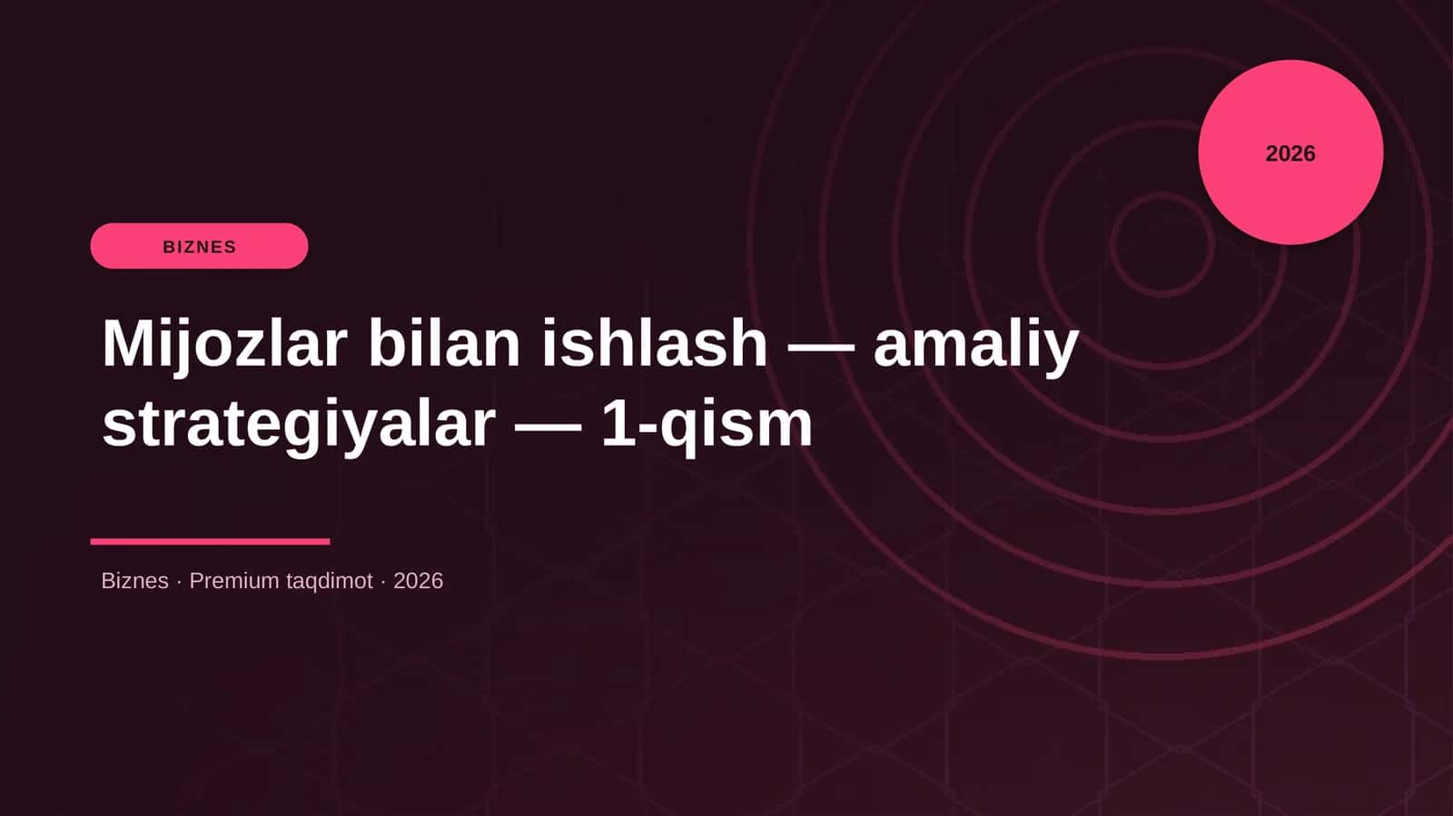 Mijozlar bilan ishlash — amaliy strategiyalar — 1-qism