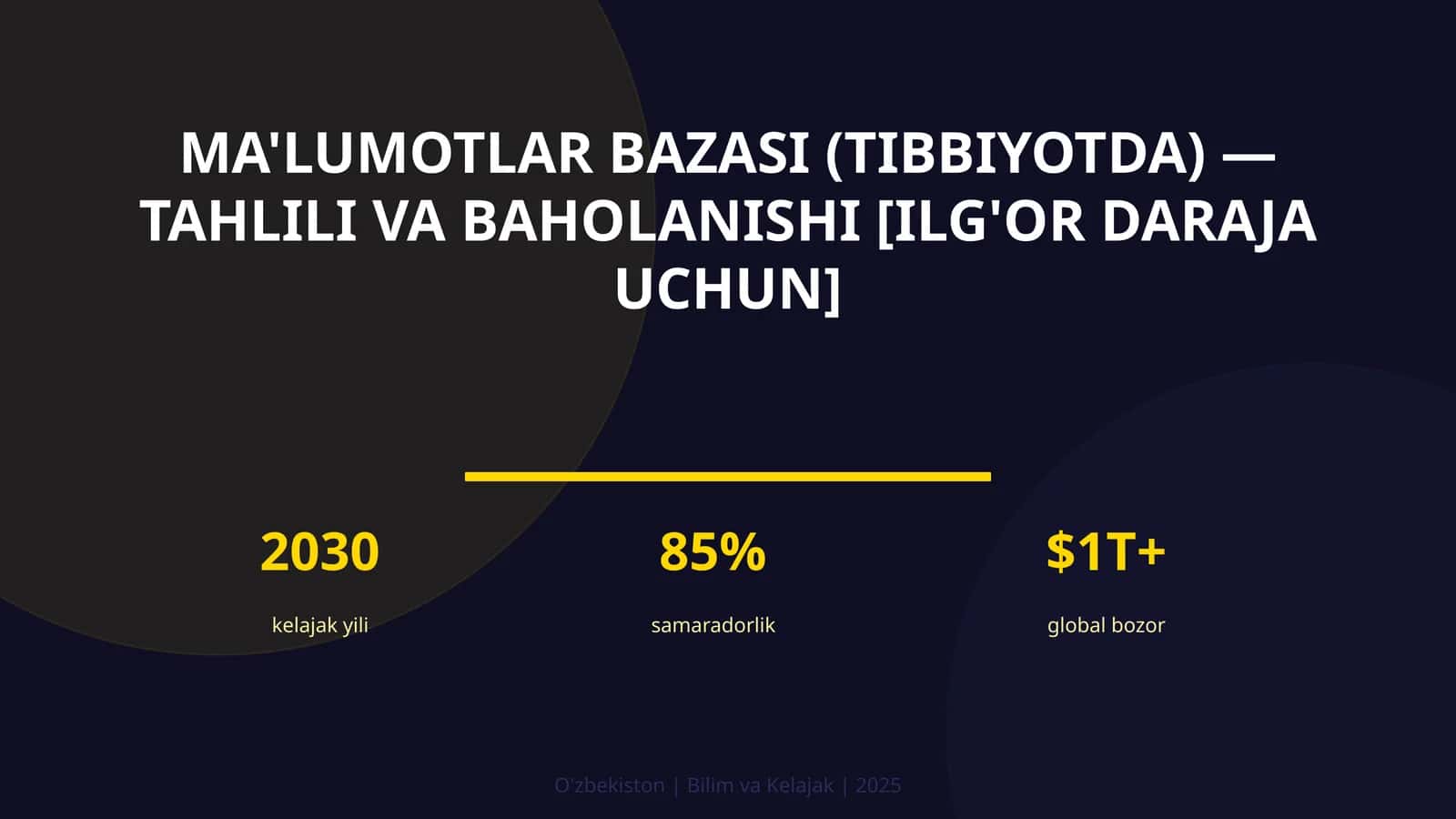 Ma'lumotlar bazasi (tibbiyotda) — tahlili va baholanishi [ilg'or daraja uchun]