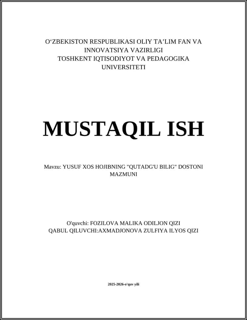 "Qutadg'U Bilig" dostoni