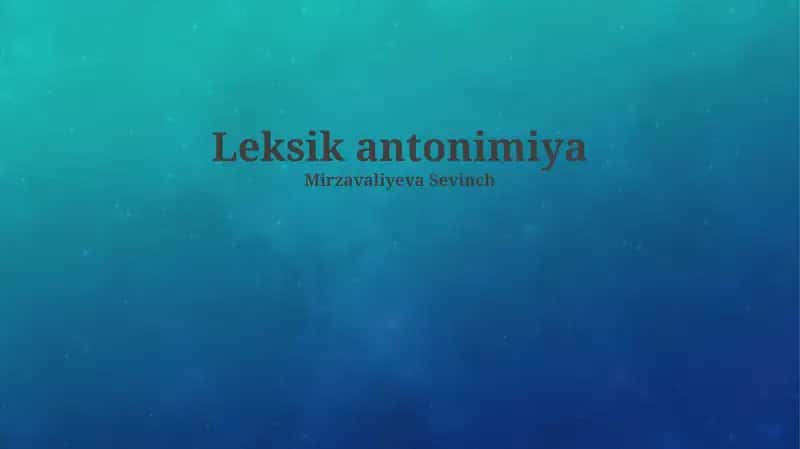 Leksik antonimiya