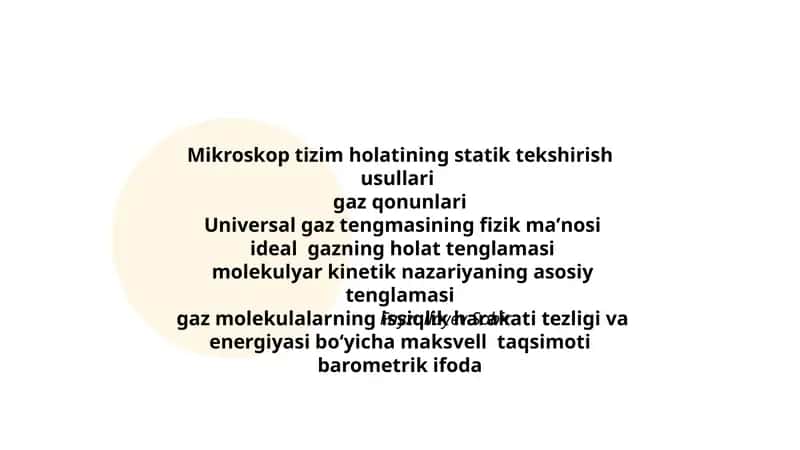 Mikroskop tizim holatining statik tekshirish usullari