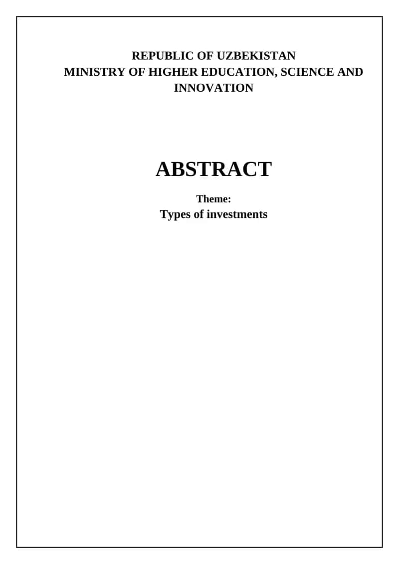 Types of investments