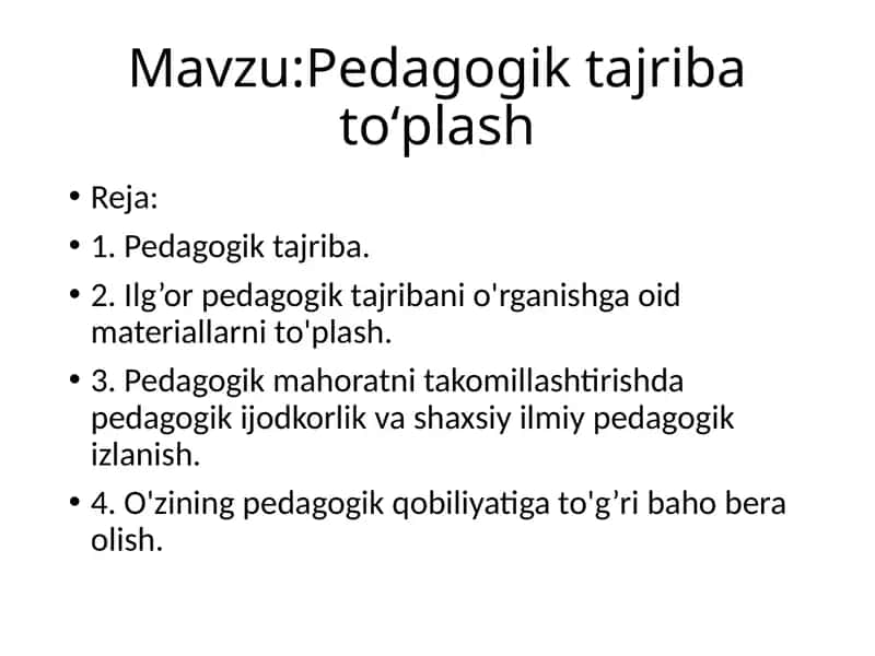 Pedagogik tajriba toʻplash