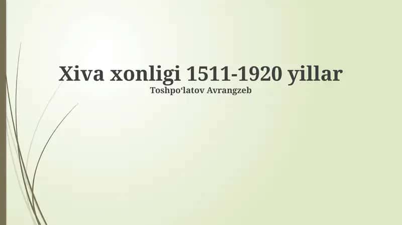 Xiva xonligi 1511-1920 yillar