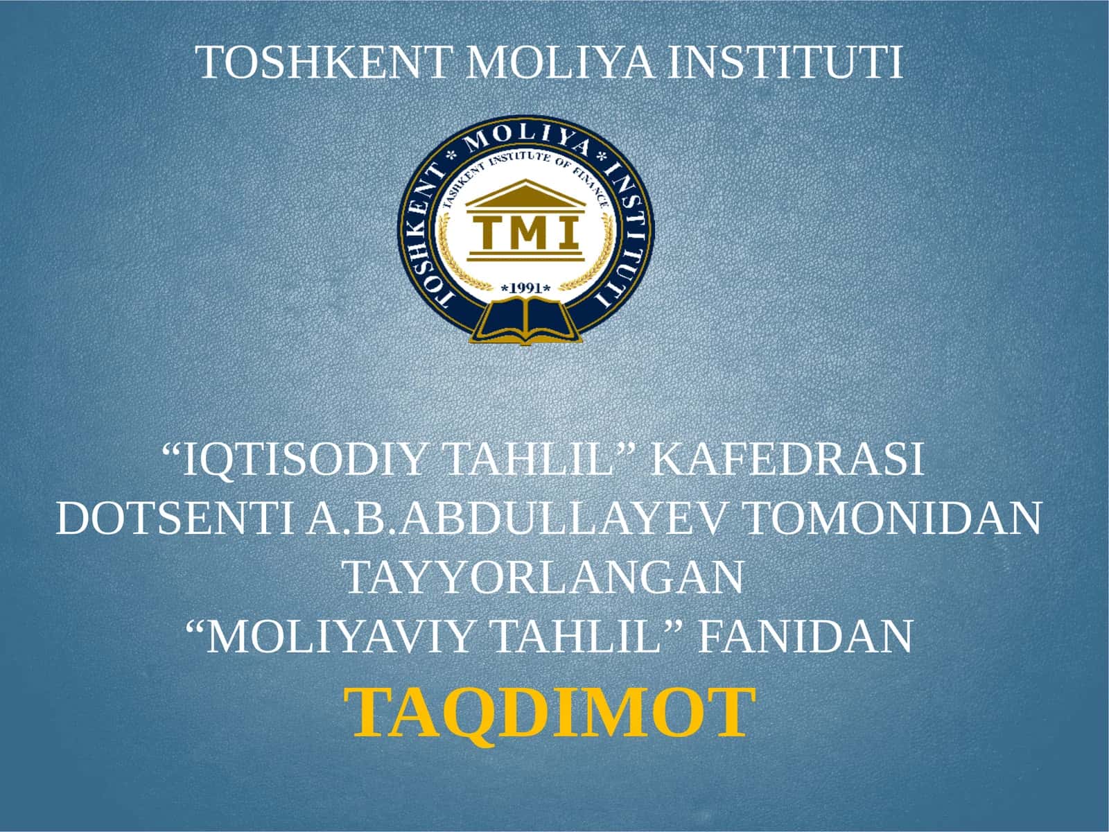 Moliyaviy tahlilning mazmuni, predmeti va vazifalari