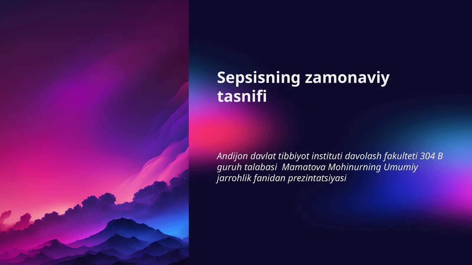Sepsisning zamonaviy tasnifi