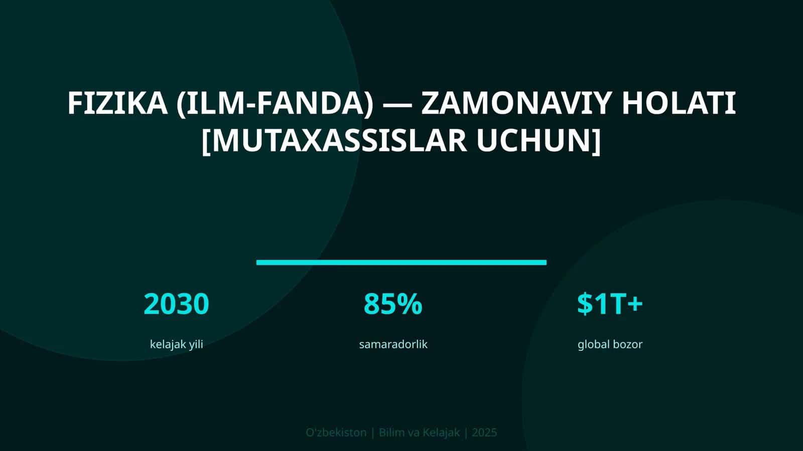 FIZIKA (ILM-FANDA) — ZAMONAVIY HOLATI [MUTAXASSISLAR UCHUN]