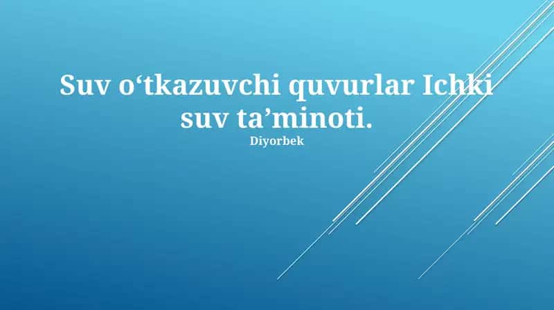 Suv o'tkazuvchi quvurlar