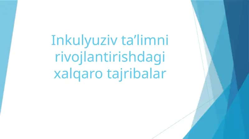Inkulyuziv ta'limni rivojlantirishdagi xalqaro tajribalar