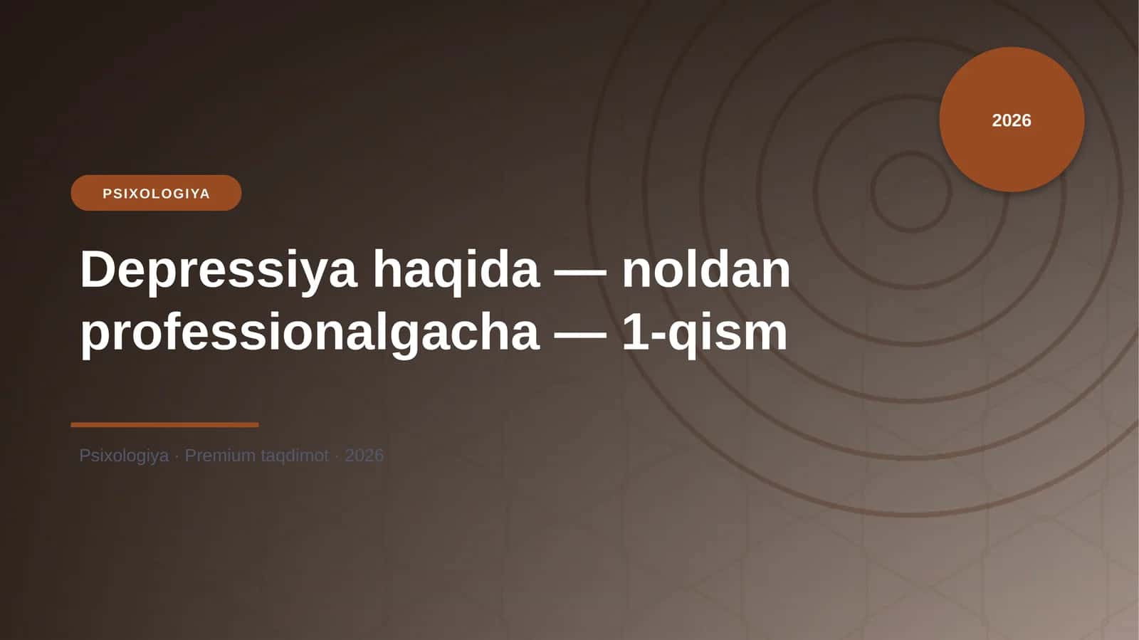 Depressiya haqida — noldan professionalgacha — 1-qism