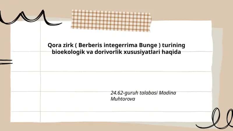 Qora zirk ( Berberis integerrima Bunge )