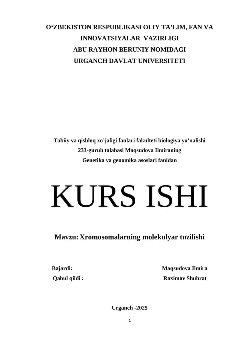 Xromosomalarning molekulyar tuzilishi