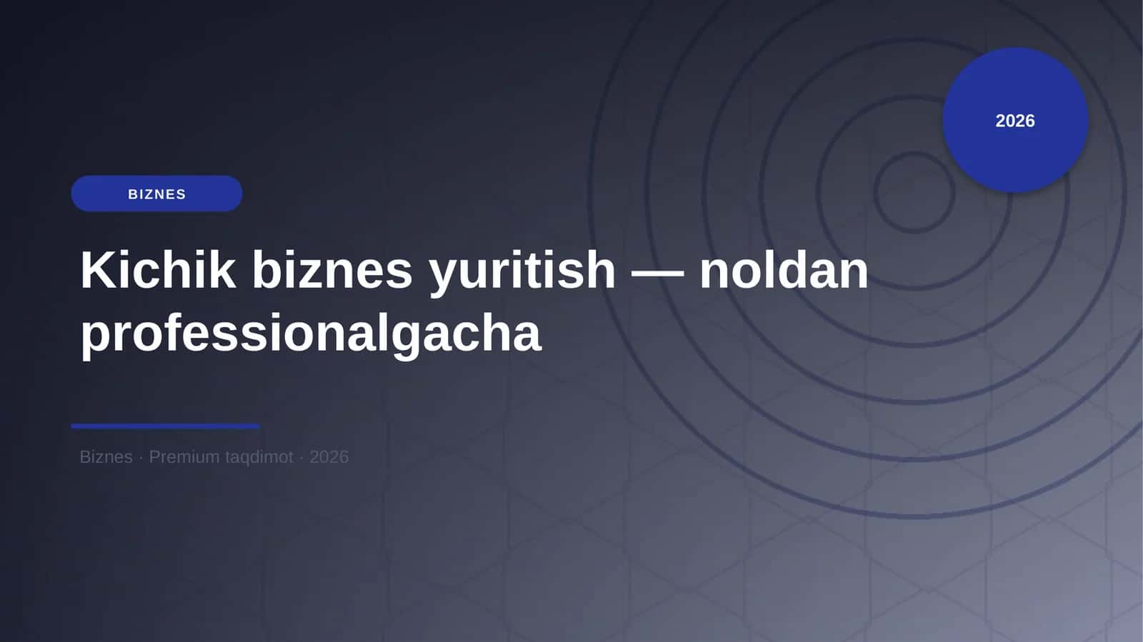 Kichik biznes yuritish — noldan professionalgacha