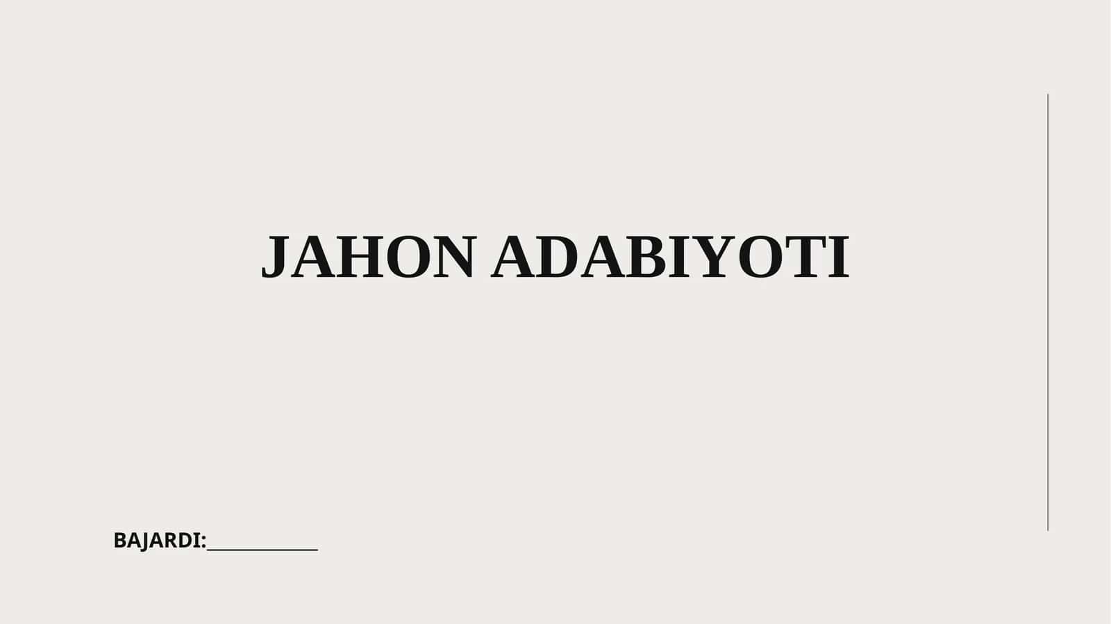 Jahon adabiyoti