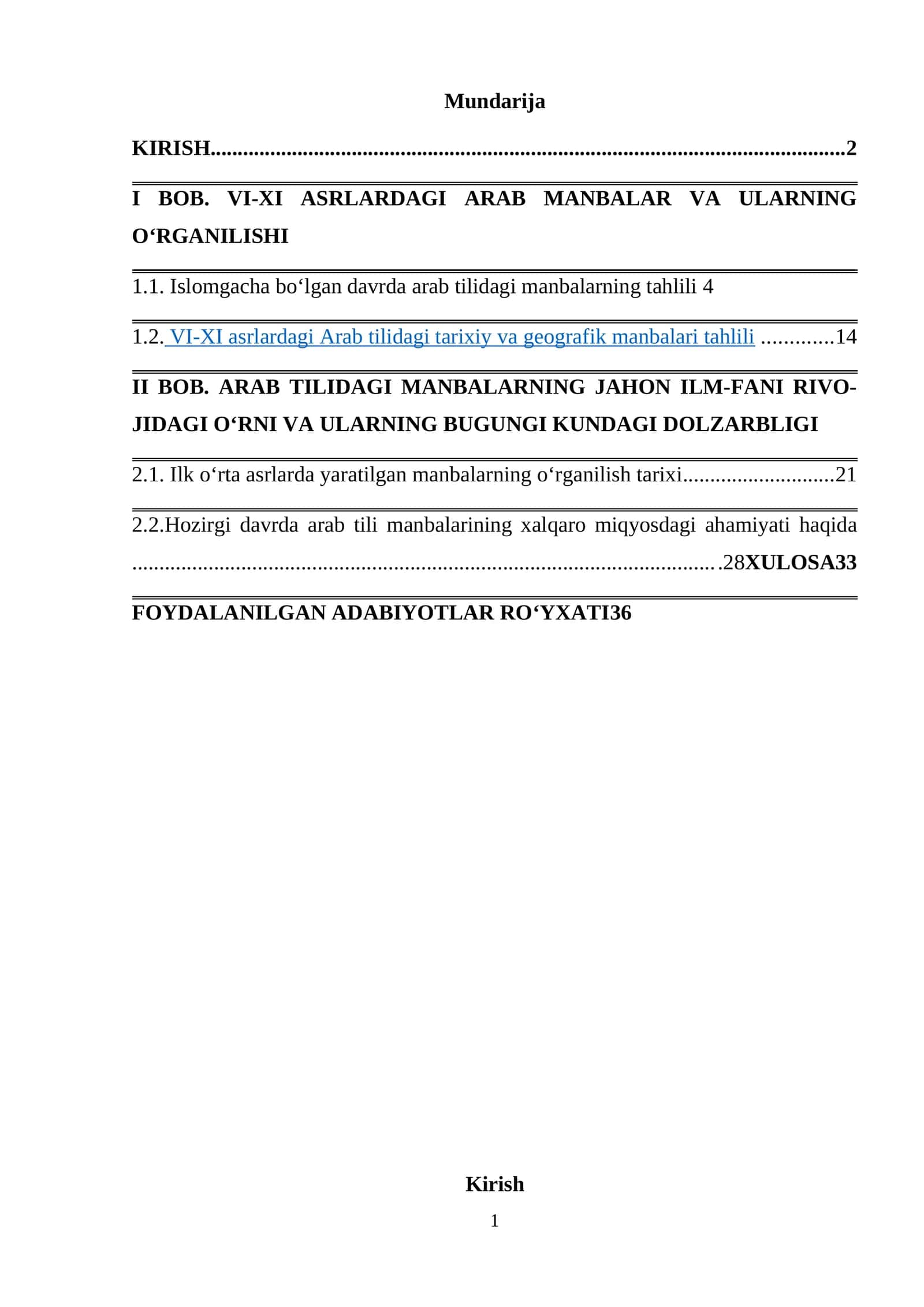 VI-XI ASRLARDAGI ARAB MANBALAR VA ULARNING O‘RGANILISHI