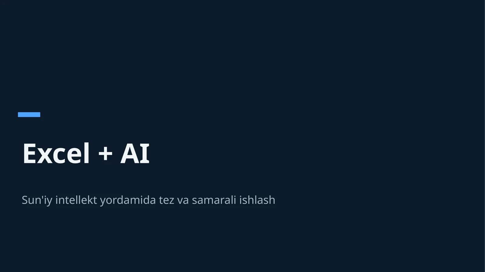 📊 Excel + AI | Hisobot va Tahlillarni 10 Baravar Tez Tayyorlash