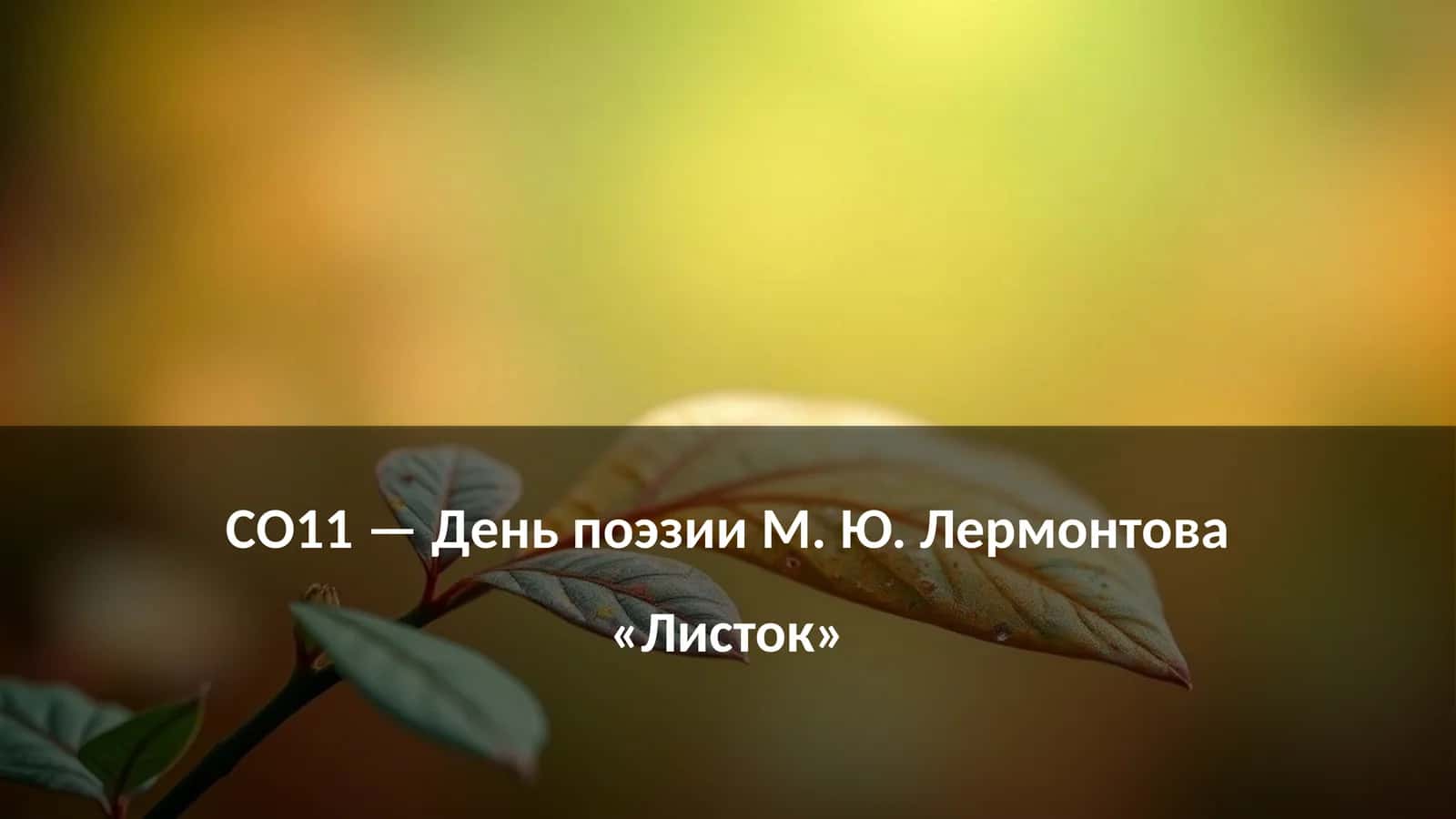 День поэзии М. Ю. Лермонтова «Листок»